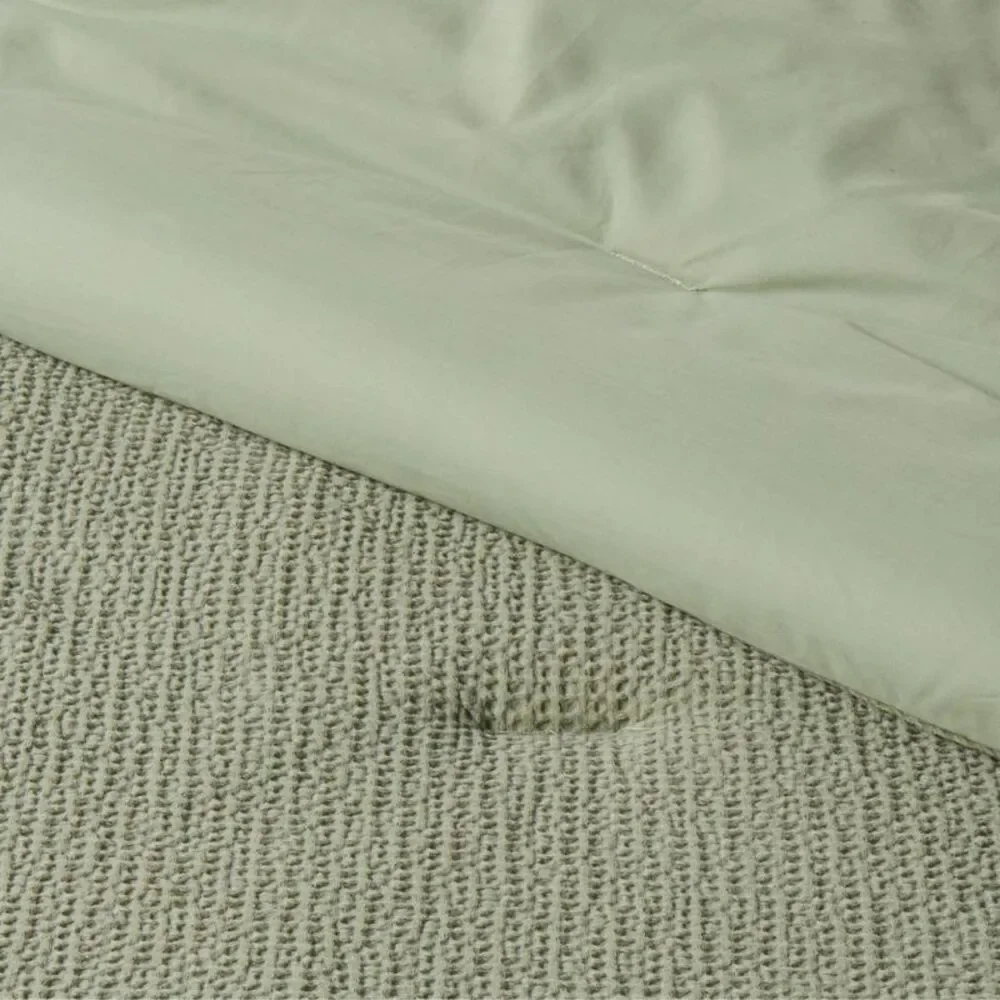 King Washed Waffle Weave 3-Piece Comforter Set - Sage Green